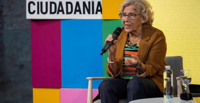 03/10/2018.- La Alcaldesa de Madrid, Manuela Carmena, durante la inauguración de IV Encuentro de Cultura y Ciudadanía, en el centro cultural Daoiz y Velarle de Madrid.-EFE/ Santi Donaire