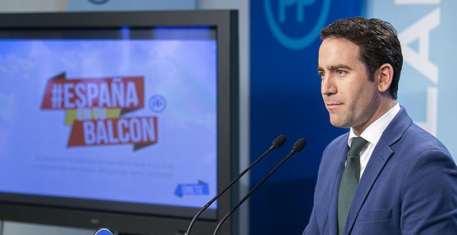 El secretario general del PP, Teodoro García Egea, en una rueda de prensa./ PP
