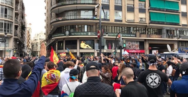 Nazis en Vaència este martes. EUROPA PRESS