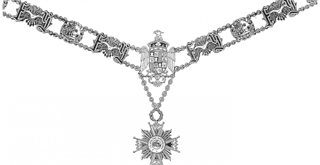 Collar de la Real Orden de Isabel la Católica, tal y como viene dibujada en el BOE.