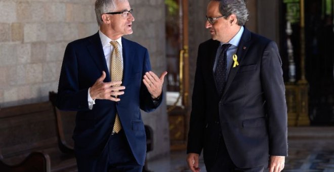 El ministro-presidente de Flandes, Geert Bourgeois, y el presidente de la Generalitat, Quim Torra - (AFP/Lluis Gene)