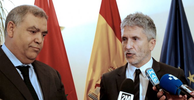 El ministro del Interior, Fernando Grande-Marlaska, junto a su homólogo marroquí, Abdelouafi Laftit . EFE