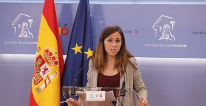 La portavoz adjunta del Grupo Unidos Podemos en el Congreso de los Diputados, Ione Belarra, en rueda de prensa.EUROPA PRESS
