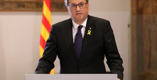 Quim Torra, durante la rueda de prensa. EFE/Generalitat de Cataluña/Jordi Bedmar