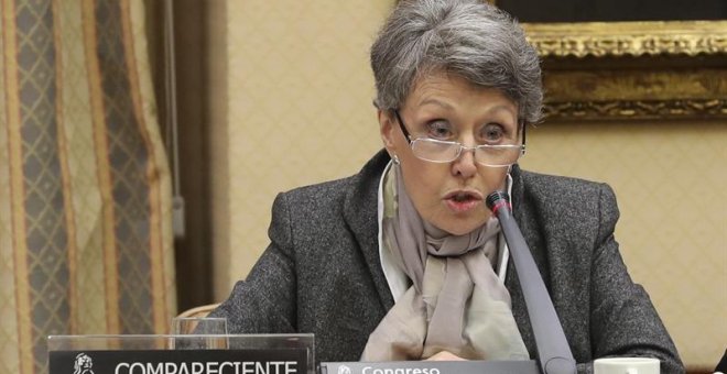 La administradora provisional única para la Corporación RTVE, Rosa María Mateo, durante su comparecencia ante la Comisión Mixta. /EFE