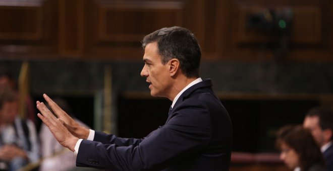 El presidente del Gobierno, Pedro Sánchez, en el Congreso. EUROPA PRESS