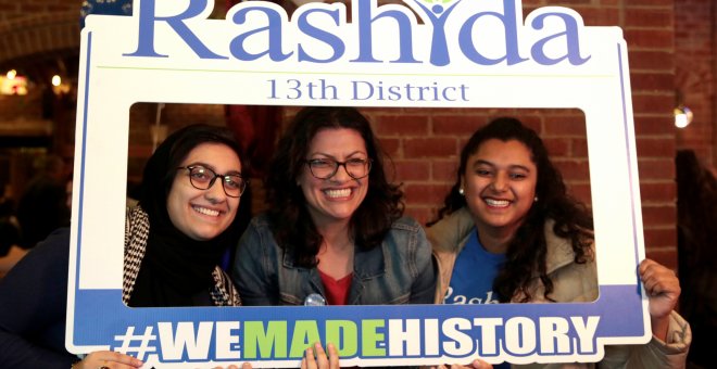 Rashida Tlaib celebra su victoria en las elecciones legislativas de Estados Unidos. - REUTERS