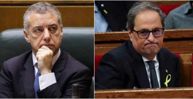 A la izquierda el lehendakari Iñigo Urkullu y el presidente de la Generalitat, Quim Torra. / EFE