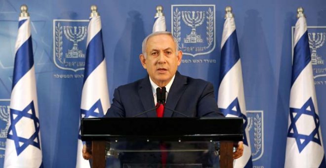 Netanyahu se dirige a los medios en Israel. (CORINNA KERN | EFE)