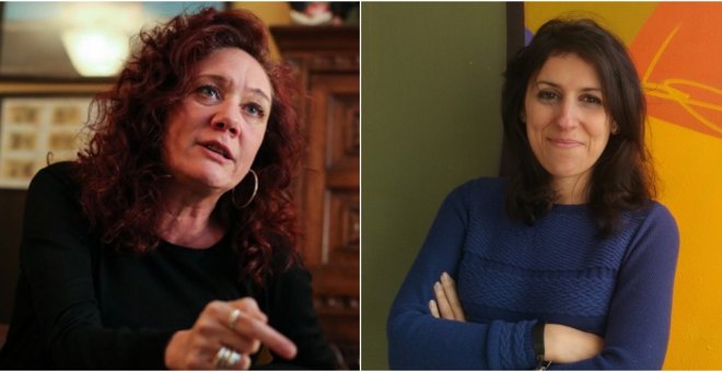 A la izquierda, Cristina Fallarás y a la derecha Ana Bernal-Triviño, ganadoras de los Premios de Comunicación no sexista 2018. / PÚBLICO- JAIRO VARGAS