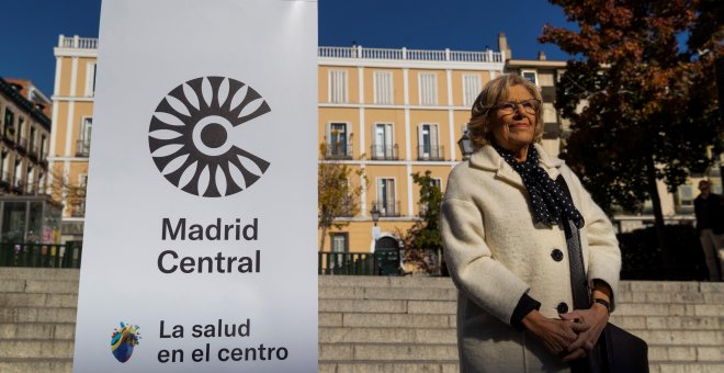 La alcaldesa de Madrid, Manuela Carmena, asiste a un acto de arranque de Madrid Central. EFE/ Emilio Naranjo