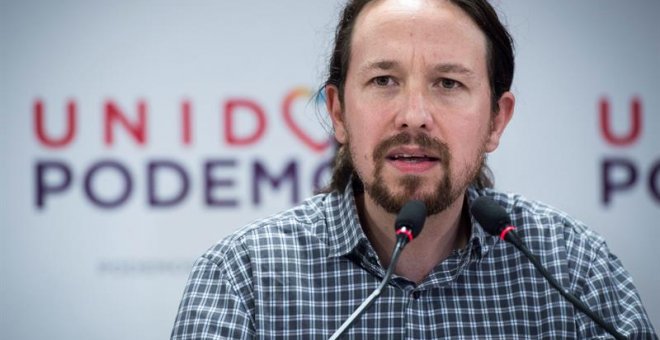 El líder de Podemos, Pablo Iglesias, comparece en la sede de Podemos en Madrid tras conocer el resultado de las elecciones en Andalucía. / EFE - LUCA PIERGIOVANNI