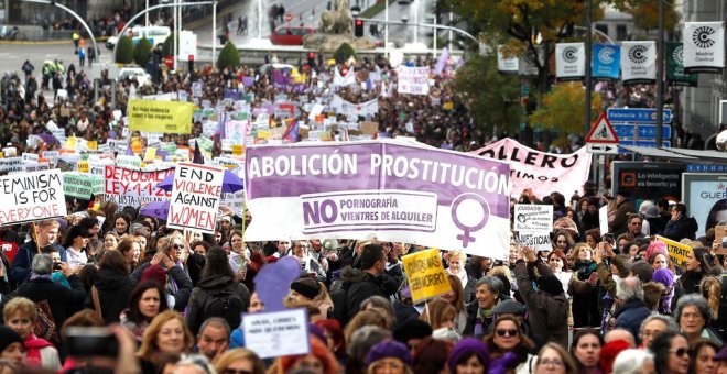 25/11/2018. Movilización en Madrid para pedir el fin de la violencia de género y de la prostitución EFE