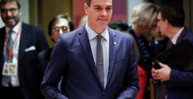 El presidente del gobierno de España, Pedro Sánchez, a su llegada a la segunda jornada de la cumbre de la Unión Europea. - EFE