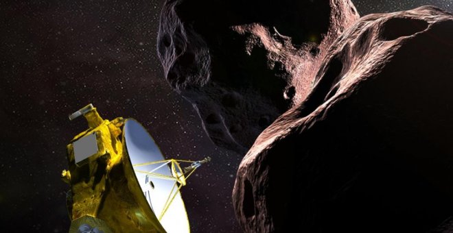 Una reconstrucción de la sonda New Horizons llegando a Ultima Thule, una roca espacial a más de 6.000 millones de kilómetros de la Tierra.