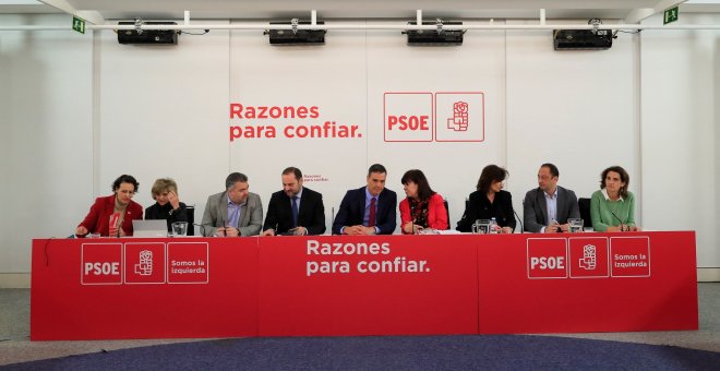 Reunión de la Ejecutiva Federal del PSOE celebrada en Ferraz, encabezada por el secretario general del partido y presidente del Gobierno, Pedro Sánchez. EFE/Fernando Alvarado