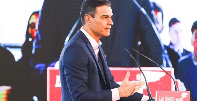 Pedro Sánchez durante su discurso en Burgos. Twitter.