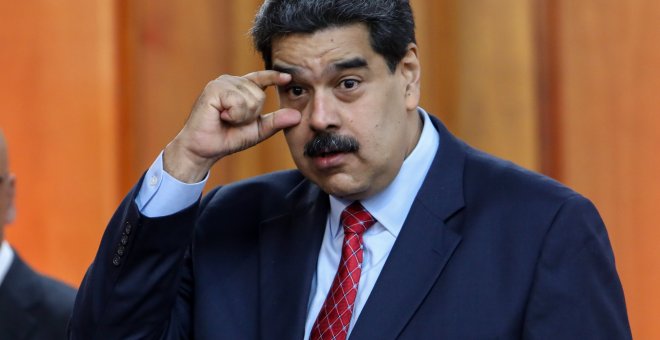 El presidente de Venezuela, Nicolás Maduro, durante la rueda de prensa en el Palacio Miraflores. EFE/Cristian Hernández