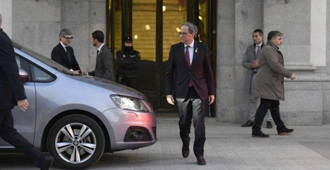 Quim Torra abandona la sede del Tribunal Supremo. (ALEJANDRO GARCÍA | EFE)