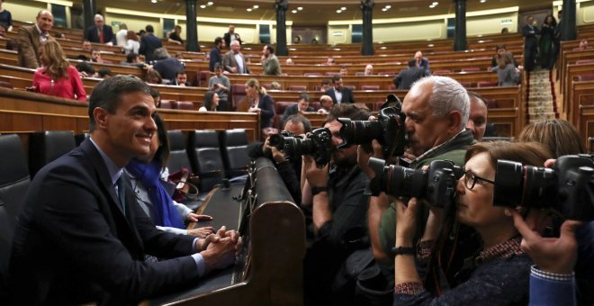Pedro Sánchez en el Congreso de los Diputados durante el debate de totalidad de los Presupuestos.  REUTERS/Sergio Perez