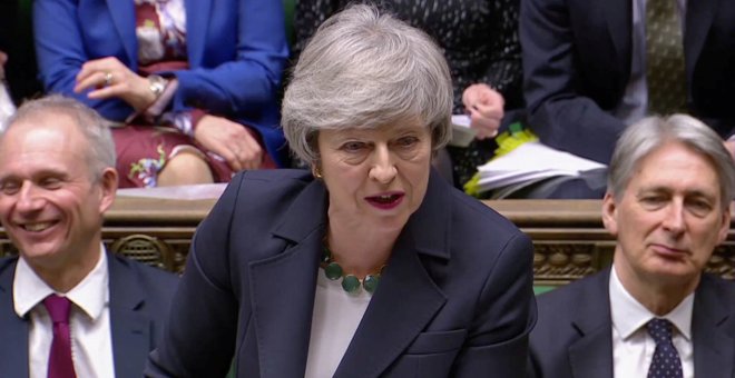 La primera ministra británica, Theresa May, en el Parlamento británico. /REUTERS