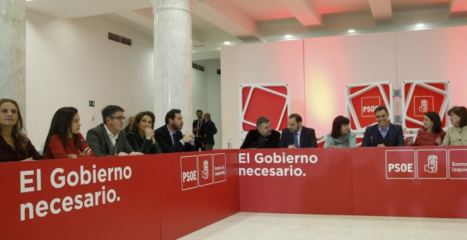 El presidente del Gobierno y secretario general del PSOE, Pedro Sánchez, preside la reunión de la Ejecutiva Federal de la formación en Madrid. EFE/Ballesteros