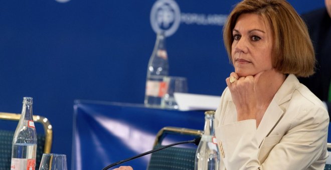La secretaria general del PP cuando ocurrieron los hechos que se juzgan, María Dolores de Cospedal, estaba citada a declarar en el juicio el 10 de abril. EFE/Isabel Herrero