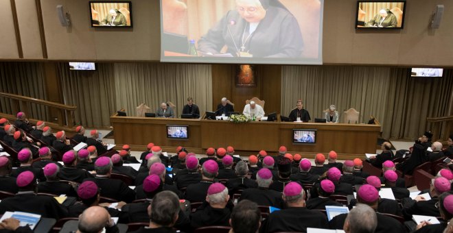 Pope Francis attends the four-day meeting on the global sexual abuse crisis, at the Vatican February 23, 2019. Vatican Media/­Handout via REUTERS ATTENTION EDITORS - THIS IMAGE WAS PROVIDED BY A THIRD PARTY.