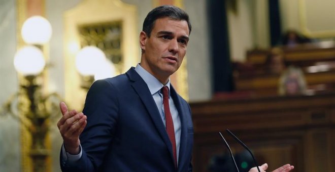 Pedro Sánchez , durante su comparecencia este miércoles en el último pleno del Congreso antes de la convocatoria de elecciones | EFE/ J.P.Gandul