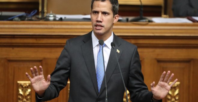 11/03/2019 Juan Guaidó, durante una sesión en la sede del Parlamento, este lunes en Caracas (Venezuela). / EFE - RAÚL MARTÍNEZ