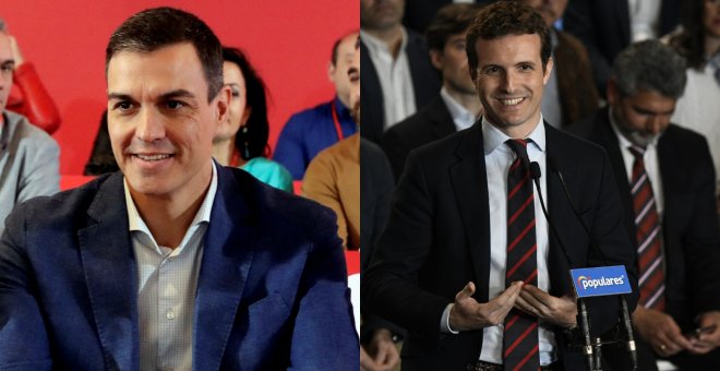 El presidente del PSOE, Pedro Sánchez, y el presidente de PP, Pablo Casado | EFE