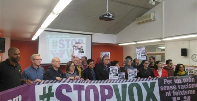Convocantes de la manifestación contra Vox este sábado en Barcelona. | Europa Press