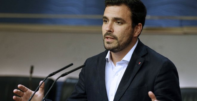 Alberto Garzón, durante una rueda de prensa. EFE
