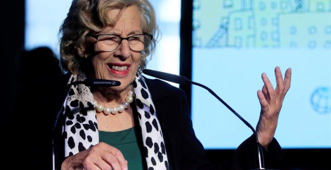 La alcaldesa de Madrid Manuela Carmena, durante la jornada "Migración y ciudades: el camino hacia una integración inclusiva". /EFE