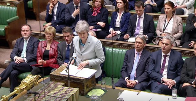 Theresa May, durante el debate este miércoles en el Parlamento británico. REUTERS