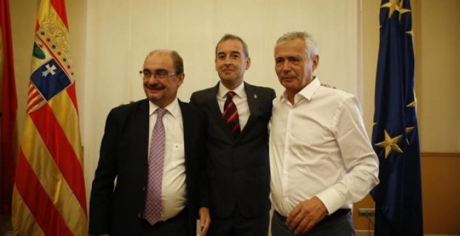 El presidente aragonés Javier Lambán junto a Piero Pini, a la derecha