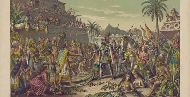 Encuentro de Hernán Cortés y Moctezuma
