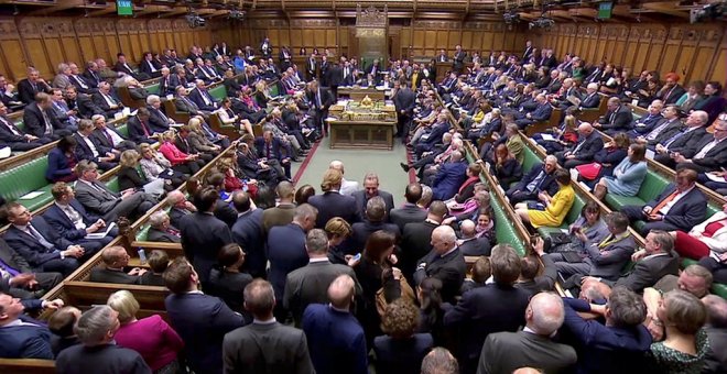 03/04/2019- Imagen de la señal de televisión del debate en el Parlamento británico. REUTERS