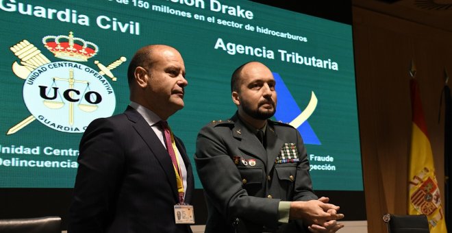 04/04/2019 - La Unidad Central Operativa (UCO) de la Guardia Civil y la Agencia Tributaria han detenido a 21 miembros de dos grupos criminales en el mayor golpe al fraude del IVA en el sector de los hidrocarburos. / EFE