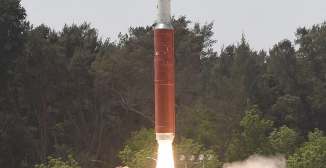 Lanzamiento del misil que destruyó un satélite indio el  pasado 27 de marzo. (PRESS INFORMATION BUREAU)