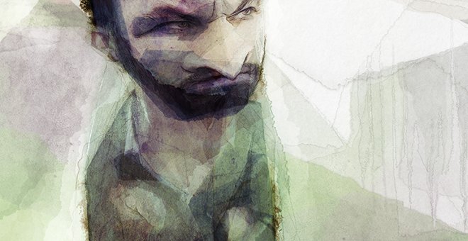Retrato del líder de Vox, SantIago Abascal, realizado por el ilustrador Thorsten Rienth. – PÚBLICO