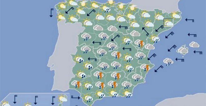 Mapa significativo elaborado por la AEMET el 17/04/2019 válido para el 19/04/2019 de 12 a 24 horas. EFE/Aemet