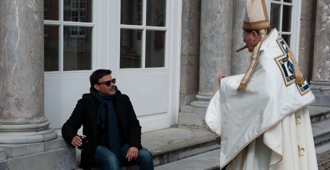 François Ozon con François Marthouret, en el rodaje de la película