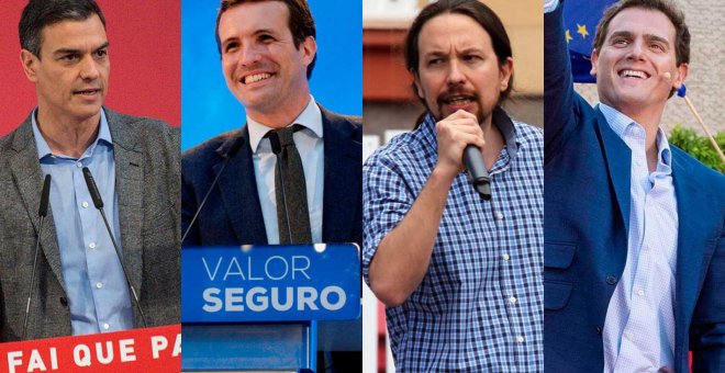Los candidatos a la presidencia del Gobierno por PSOE, PP, Unidas Podemos y Ciudadanos.- RTVE