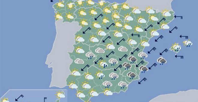 Mapa significativo elaborado por la AEMET el 19/04/2019 válido para el 20/04/2019 de 0 a 12 horas. EFE/Aemet