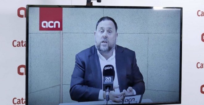 Rueda de prensa de Oriol Junqueras desde la cárcel.  RTVE
