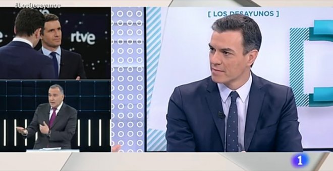 El presidente del Gobierno y secretario general del PSOE, Pedro Sánchez, durante su entrevista en Los Desayunos de TVE.