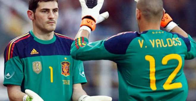 Partido de la selección española en el que participaron Iker Casillas y Víctor Valdes.