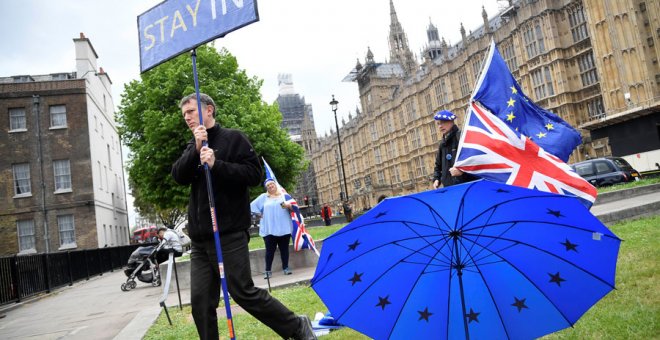 Un manifestante antibrexit, frente al Parlamento británico hace unos días. REUTERS/Toby Melville