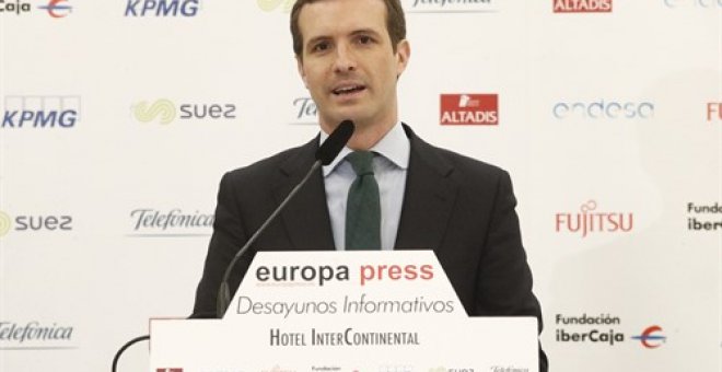 El líder del PP, Pablo Casado, interviene en un Desayuno Informativo de Europa Press/ Eduardo Parra, EP